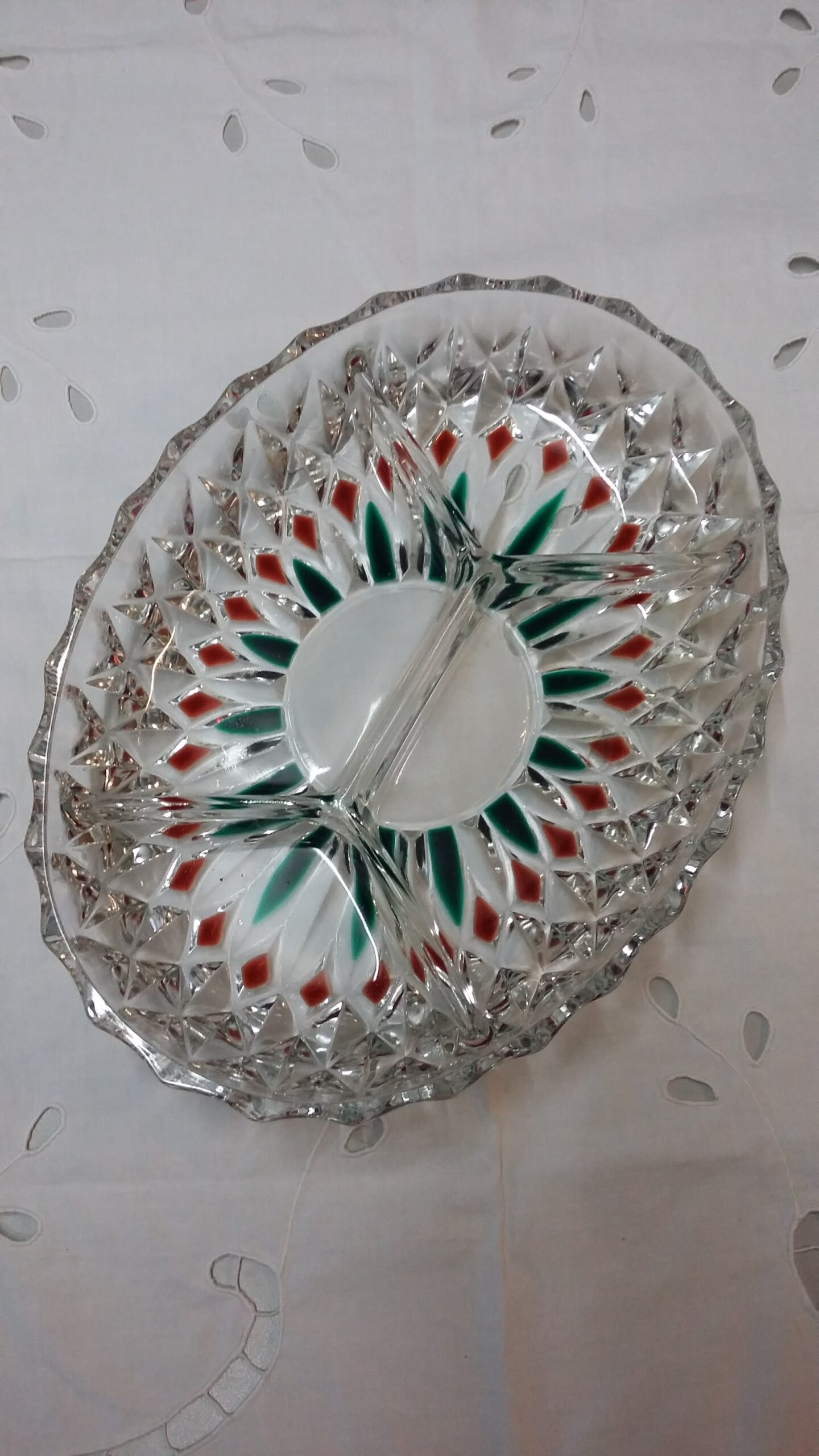 Porta snack in vetro colorato e stilizzato – Vintage