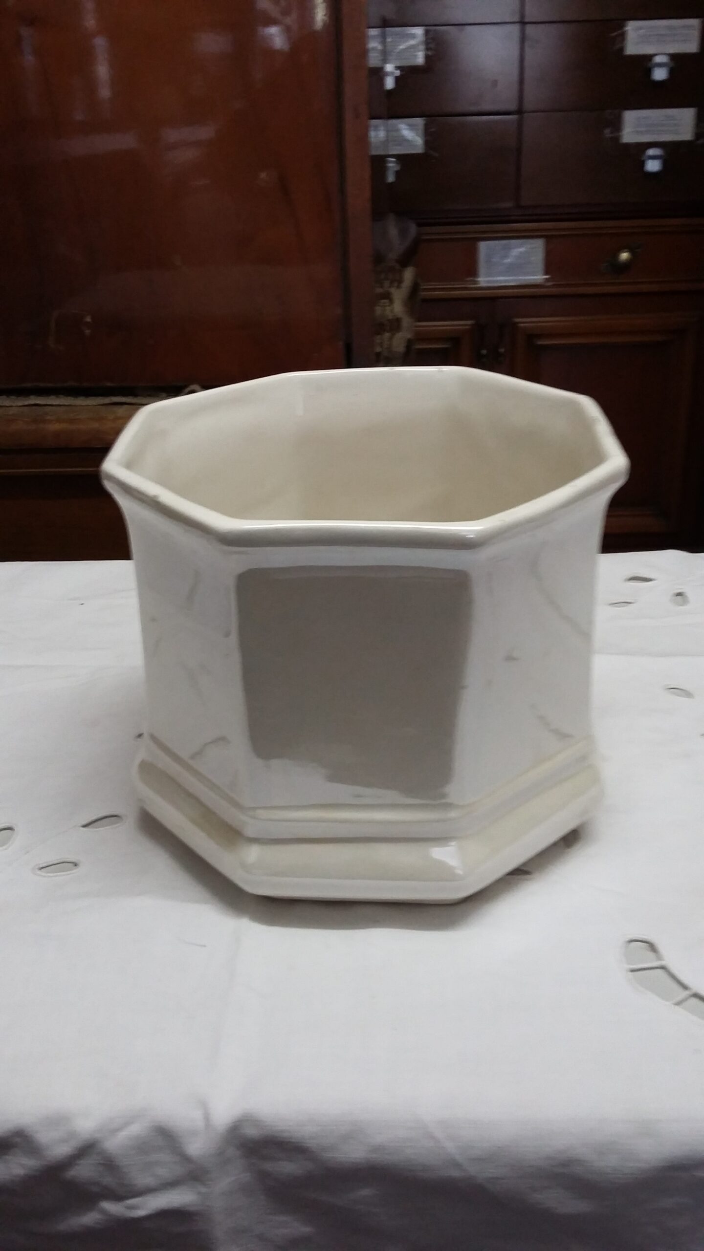 Porta vaso ottagonale, in ceramica – Vintage