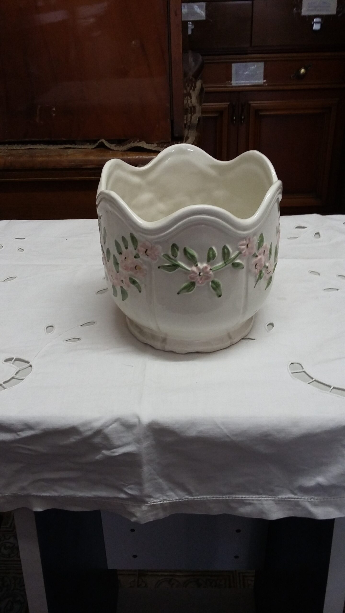 Porta vaso floreale, in ceramica – Vintage