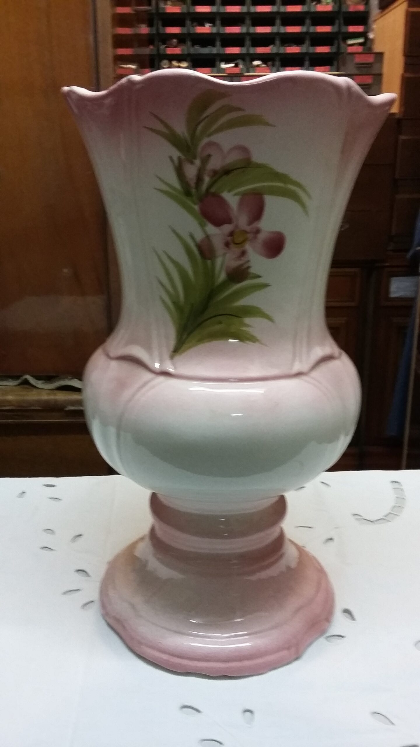 Grande vaso color rosa antico, in ceramica – Vintage