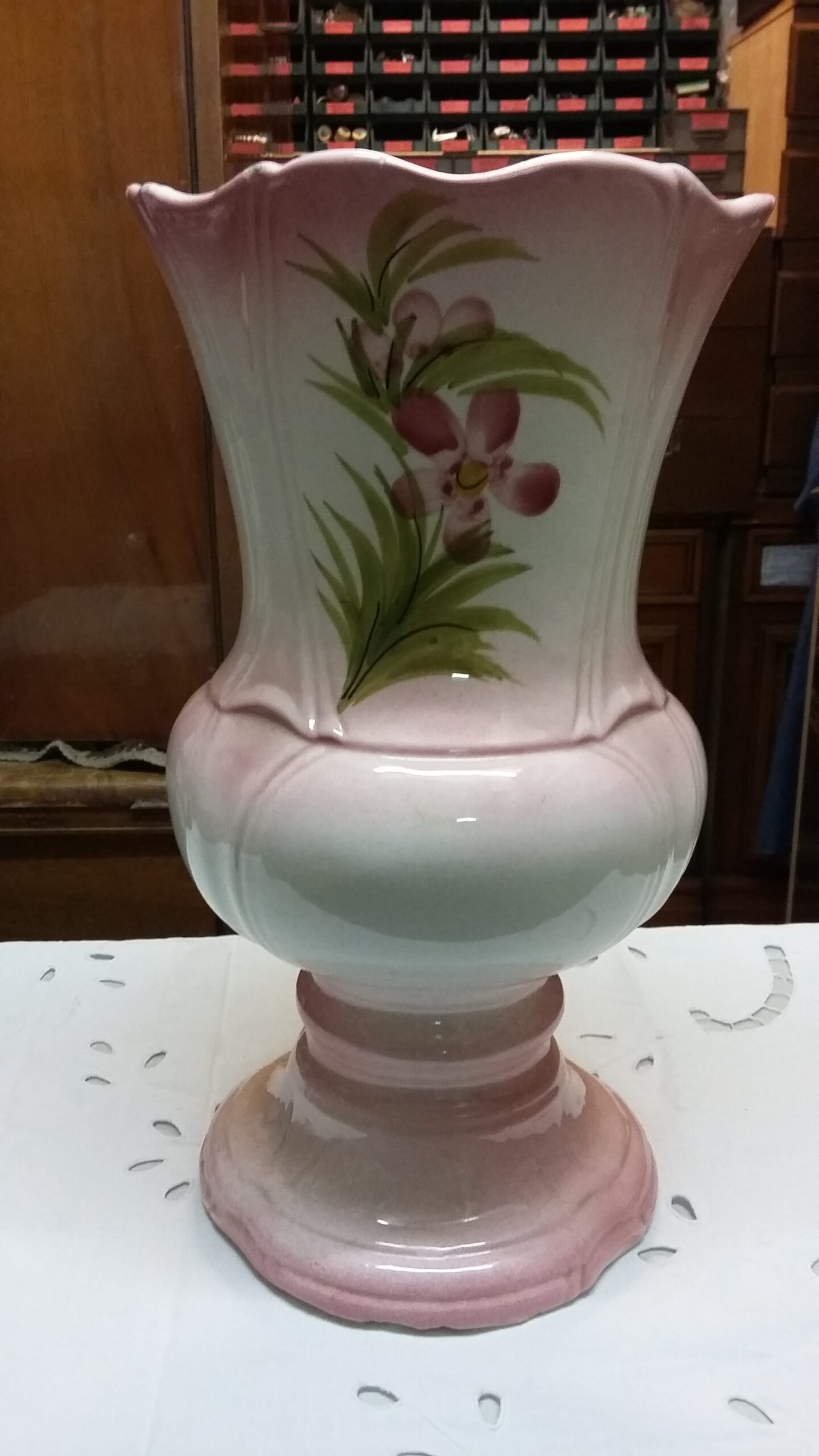 Grande vaso color rosa antico, in ceramica – Vintage