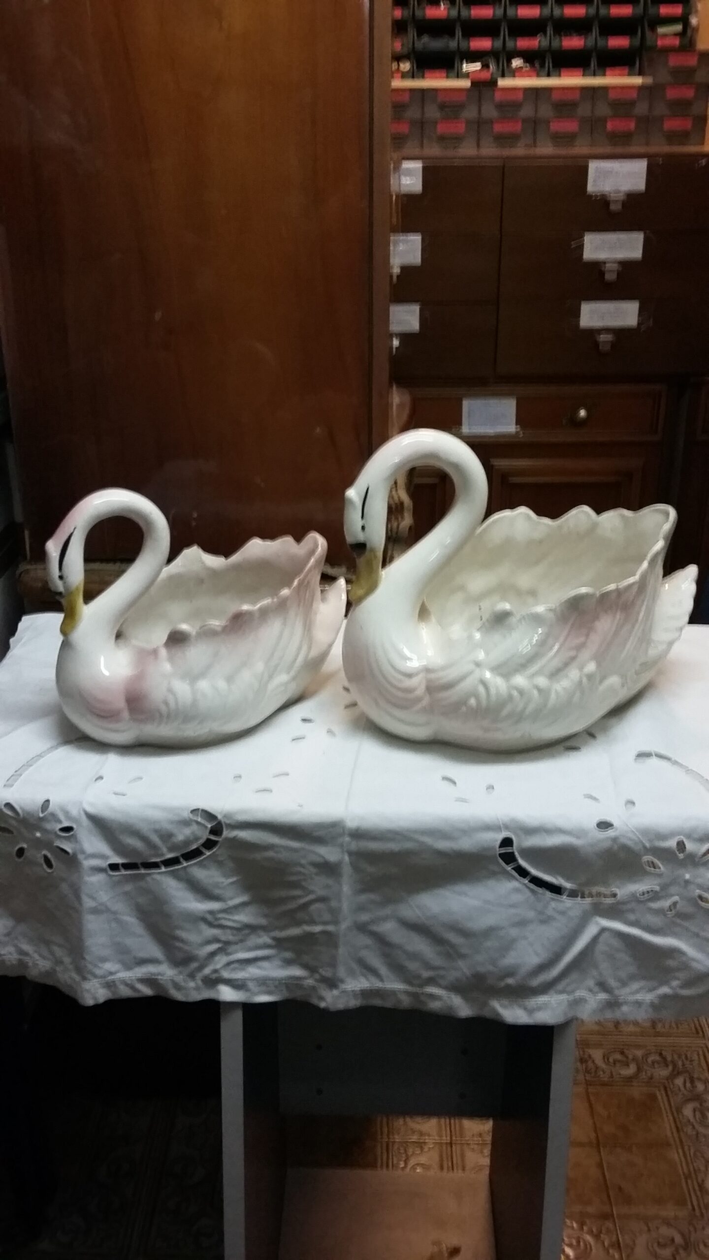Famiglia di cigni in ceramica – Vintage 