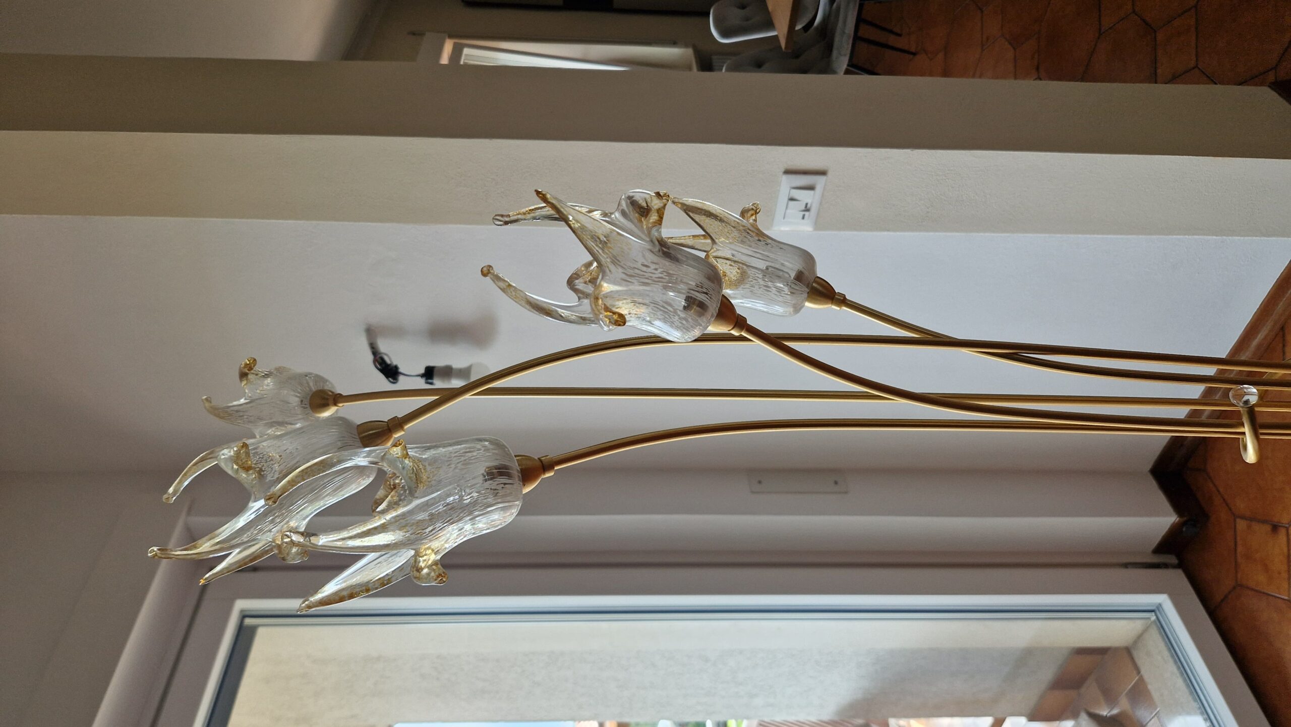 Set lampadario e piantana in vetro di Murano